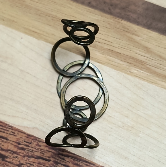 Open Cuff Bracelet Geometric Rare Y2K Old Gold Tone Metal - Picture 4 of 8